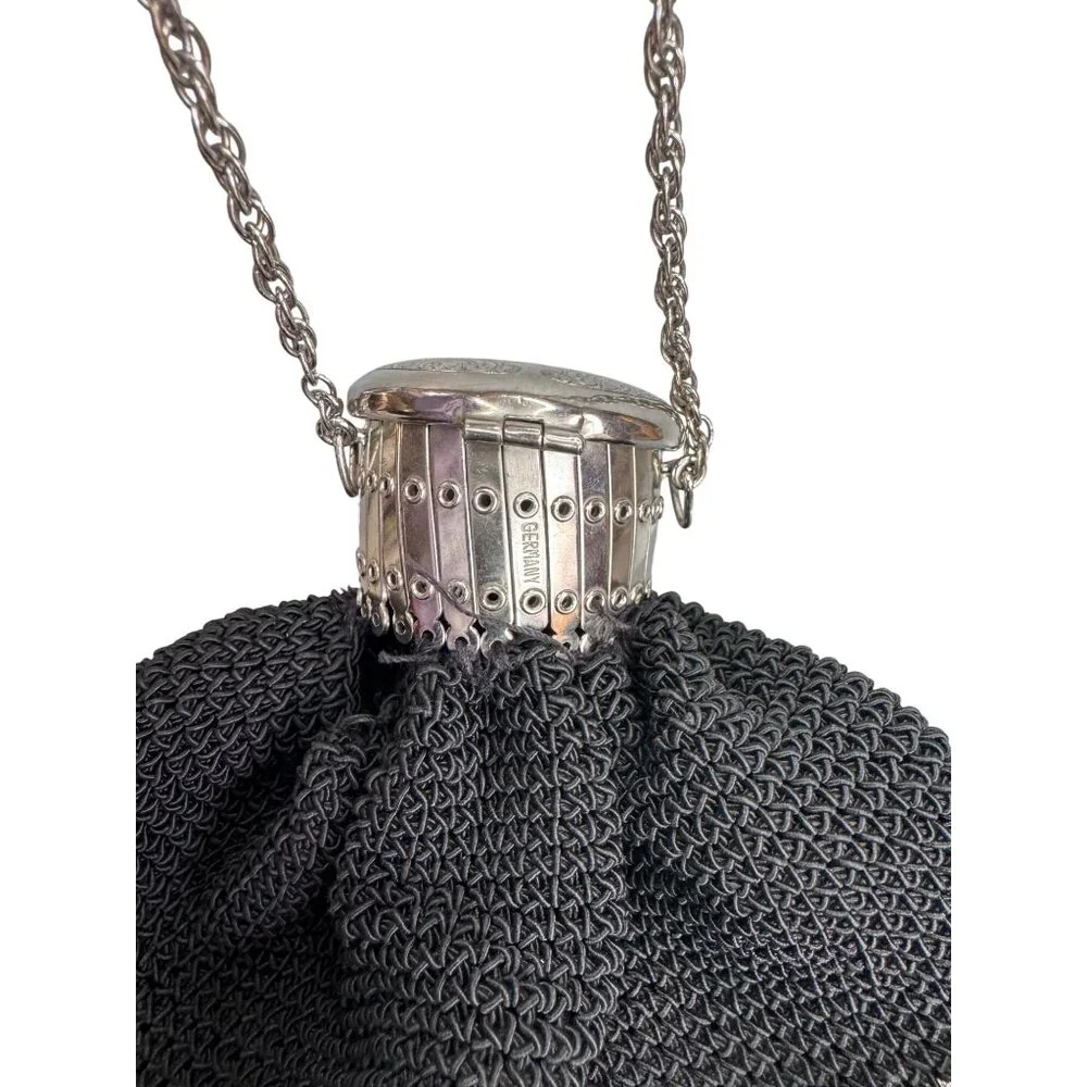 erman Art Deco Mesh Evening Purse Gate Frame Accordion Rhinestone 7 1/2" - Picture 7 of 10